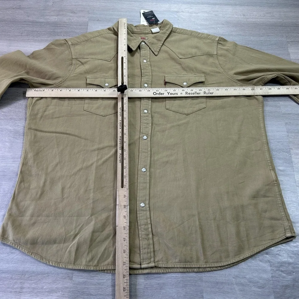NEW Levi's The Western Shirt Mens 2XL Beige Western Snap‎ Long Sleeve Twill
